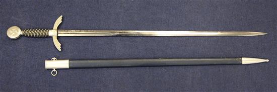 A  Luftwaffe officer's sword, overall 38.5in.